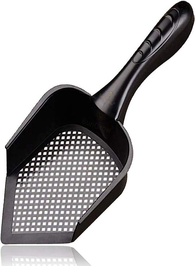 SunGrow Reptile Litter Scoop, Pointed Edge, for Cat & Chicken Coop, Right-Angled Wide and Deep Shovel, Black, 1 Pc per Pack - Image 1